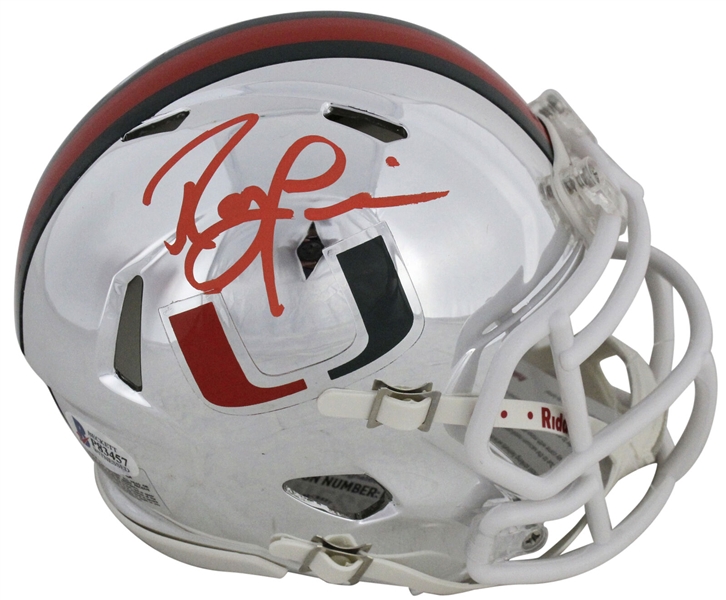 Ray Lewis Signed Riddell Miami Hurricanes Chrome Speed Mini Helmet (Beckett/BAS)