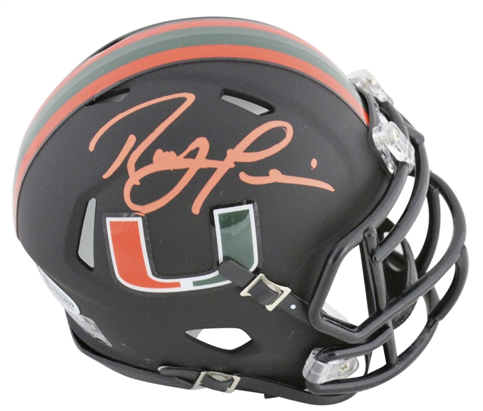 Ray Lewis Signed Miami Hurricanes Black Matte Style Mini Helmet (Beckett/BAS)