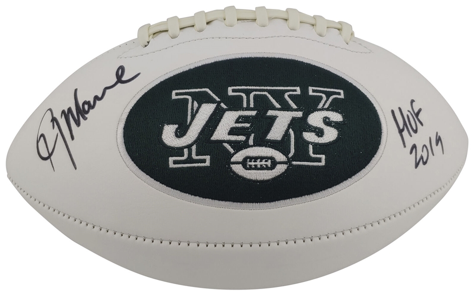 Kevin Mawae Signed NY Jets White Panel Logo Model Football (Beckett/BAS)