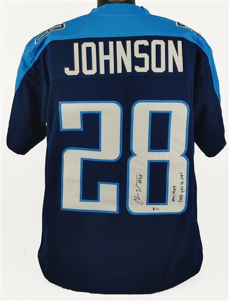 Chris Johnson Signed & Inscribed Tennessee Titans Style Jersey (Beckett/BAS)