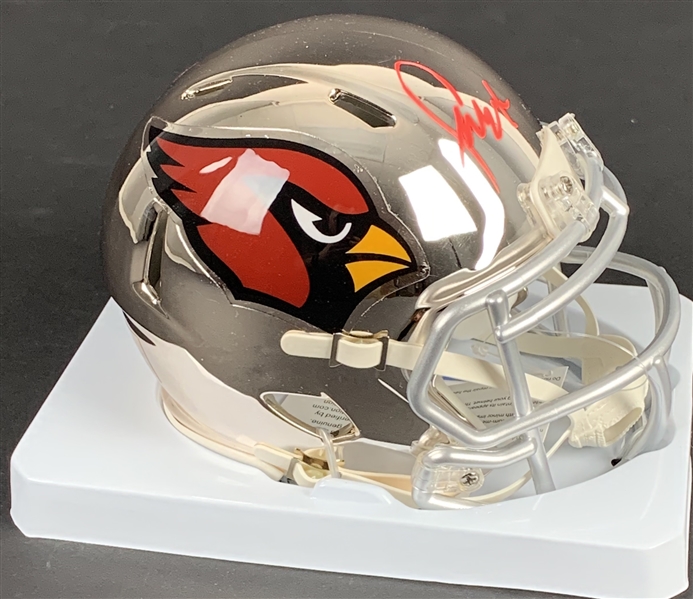 Larry Fitzgerald Signed Arizona Cardinals Speed Style Chrome Mini Helmet (Beckett/BAS)