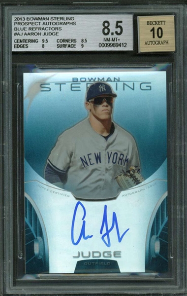 Aaron Judge Signed Limited Edition (09/25) 2013 Bowman Sterling Blue Refractors - BGS 8.5 w/ 10 Auto!