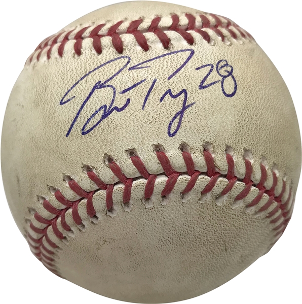 Buster Posey Signed & Game Used 2017 OML Baseball Pitched to Posey! (PSA/DNA & MLB)