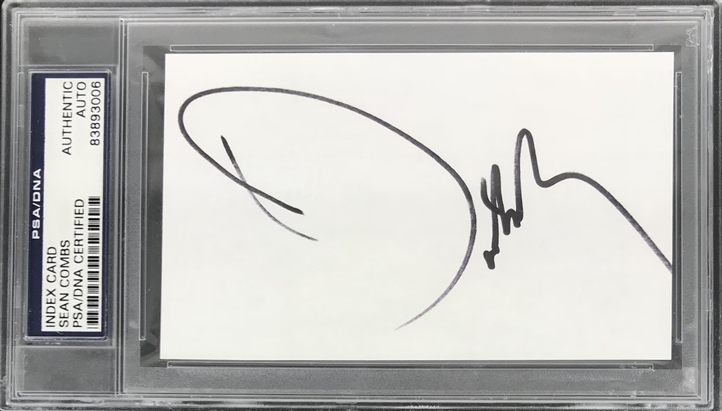 Sean "Puff Daddy" Combs Signed 3" x 5" Index Card (PSA/DNA)