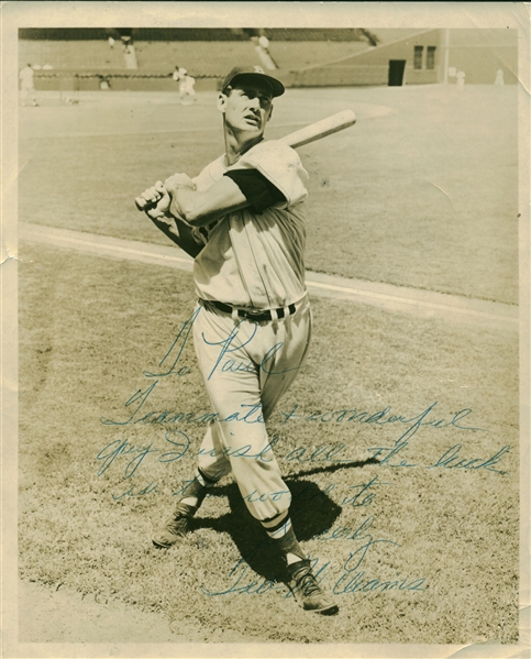 Ted Williams Vintage c. 1940s Signed 8" x 10" Photograph to Teammate Paul Campbell! (Beckett/BAS)
