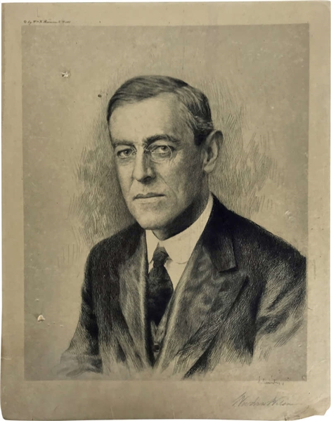 Woodrow Wilson Signed 12" x 17" Presidential Portrait Photograph (Beckett/BAS)