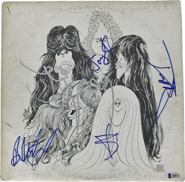 Aerosmith Group Signed "Draw the Line" Record Album Cover (5 Sigs)(Beckett/BAS)