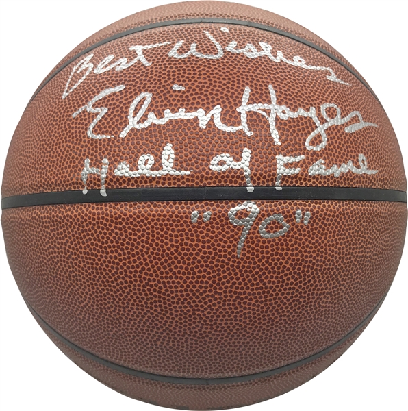 Elvin Hayes & Rick Barry Lot of Two (2) Signed & HOF Inscribed Basketballs (JSA)