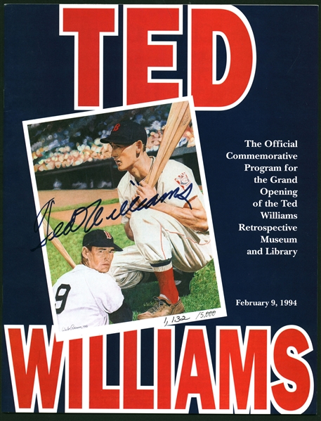Ted Williams Signed 8.5" x 11" Museme Program (Beckett/BAS)