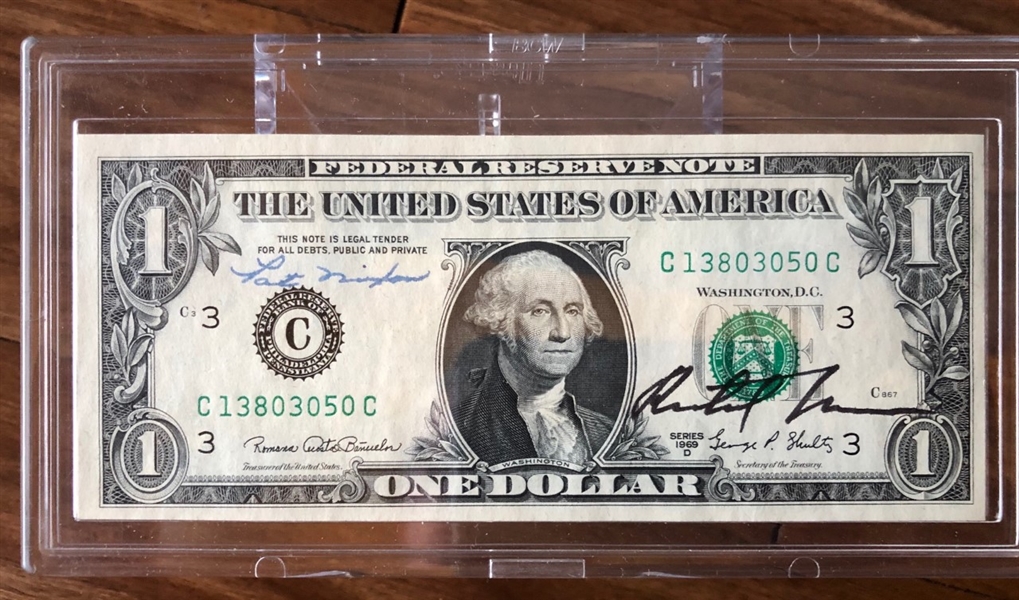 Lot Detail - Richard & Pat Nixon Dual Signed 1969 $1 Bill (JSA)