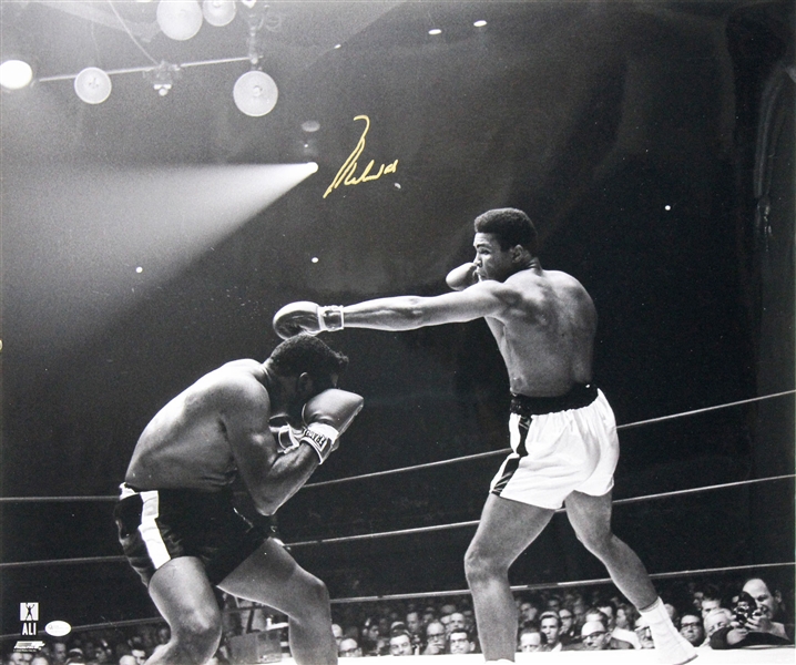 Muhammad Ali Signed 20" x 24" Color Photo (Ali vs. Frazier)(Online Authentics/OA)