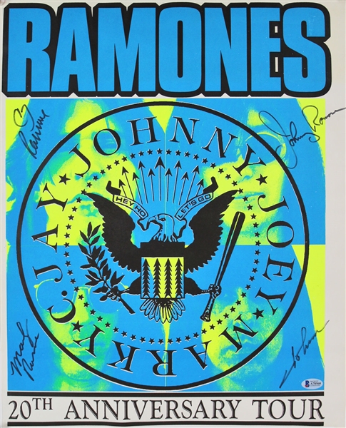 The Ramones Group Signed 16" x 20" 20th Anniversary Tour 1994 Concert Poster (Beckett/BAS)