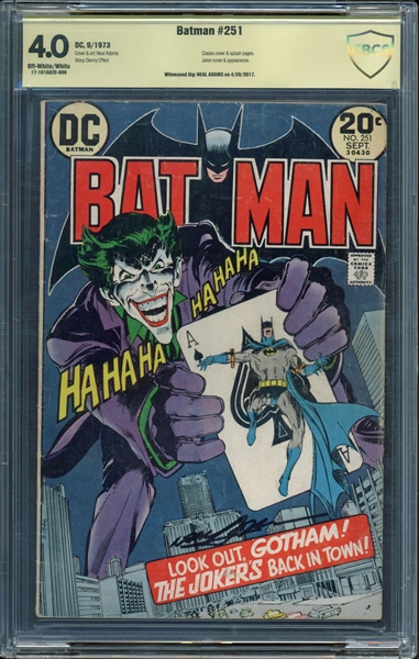 Neal Adams Signed Batman #251 Comic Book - An Iconic Book That Re-Booted The Character! (CBCC)