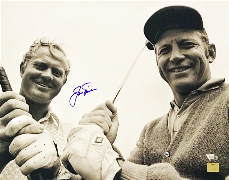 Jack Nicklaus Signed 16" x 20" B&W Photo with Mickey Mantle! (Golden Bear & Fanatics Holograms)