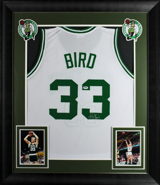 Larry Bird Signed Celtics Jersey in Custom Framed Display (PSA/DNA)