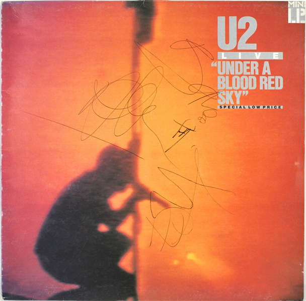 U2 Group Signed "Live Under a Blood Red Sky" Album Cover (JSA)