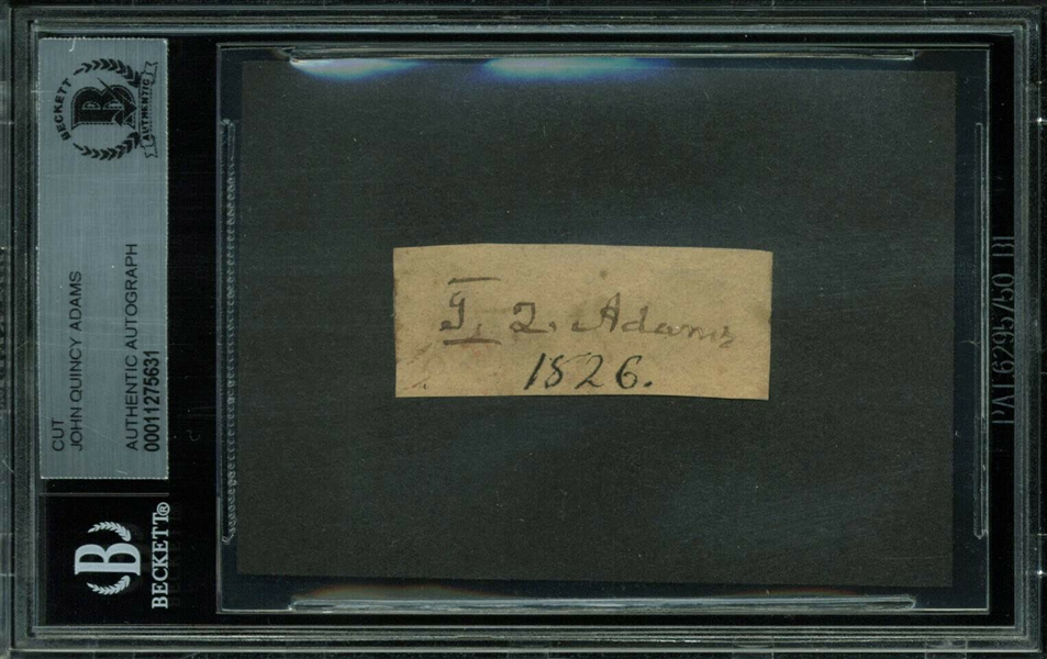President John Quincy Adams Near-Mint Signed Album Page c. 1826 (Beckett/BAS Encapsulated)