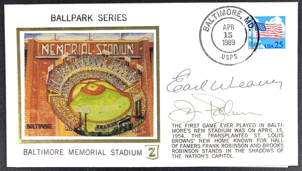 Orioles Greats Signed Commemorative Cachet Cover with Earl Weaver & Jim Palmer (Beckett/BAS Guaranteed)