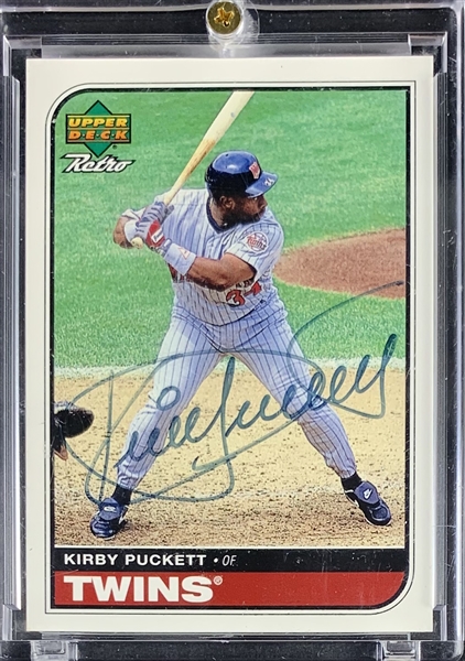 Kirby Puckett Signed 1998 Upper Deck Retro "Sign of the Times" Special Insert Card (Beckett/BAS Guaranteed)