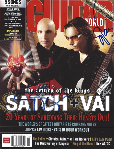 Guitar Gods: Steve Vai & Joe Satriani Dual Signed Guitar World Magazine (Beckett/BAS)