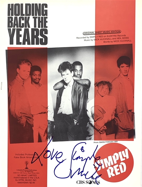 Simply Red Signed "Holding Back The Years" Sheet Music (John Brennan Collection)(Beckett/BAS Guaranteed)
