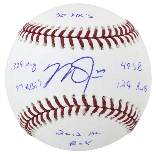 Mike Trout Signed "2012 AL ROY" Stat Ball with 6 Handwritten Stats (MLB Hologram)