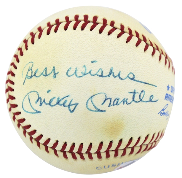 Mickey Mantle Signed OAL (Brown) Baseball w/ "Best Wishes" Inscription (Beckett/BAS)