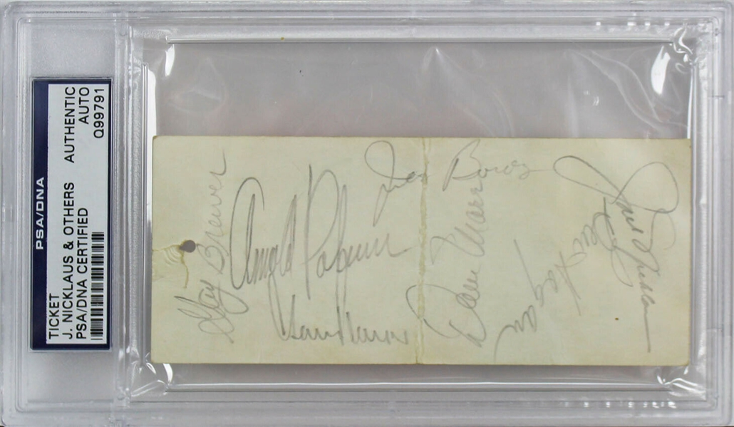 Golf Legends Multi-Signed 1966 U.S. Open Ticket Stub w/ "Big 3" Palmer, Nicklaus, Player & 4 More! (PSA/DNA Encapsulated)