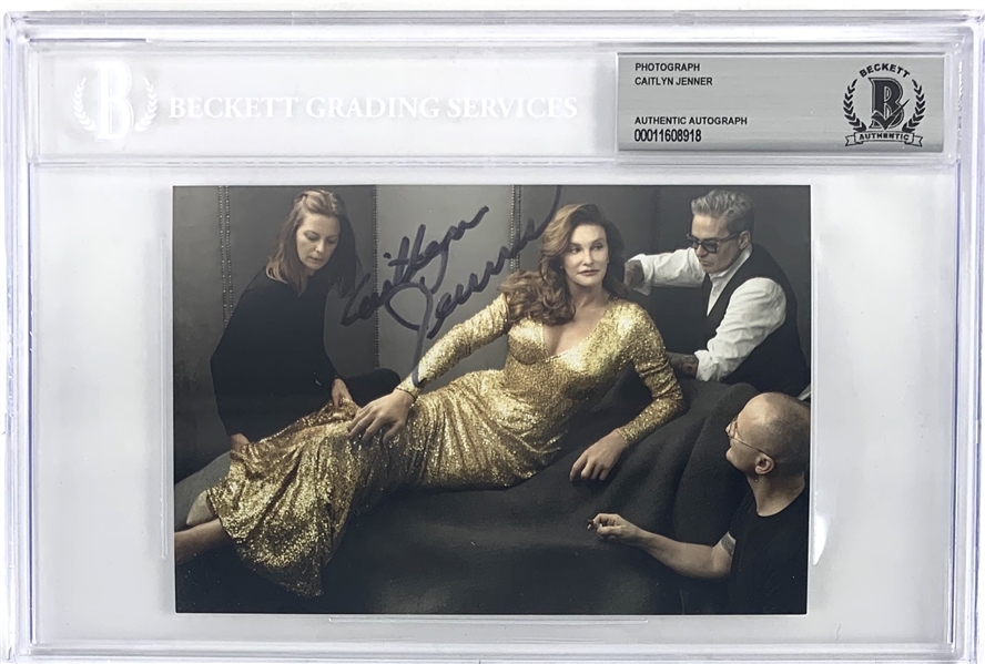 Caitlyn (Bruce) Jenner: Lot of Two (2) Signed 4" x 6" Color Photos (Beckett/BAS Encapsulated)