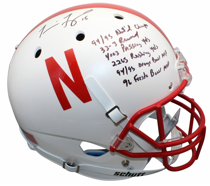 Tommie  Frazier Signed & Stat Inscribed Full-Sized Nebraska Helmet (Beckett/BAS)