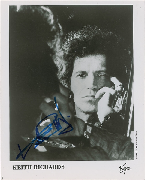 The Rolling Stones: Keith Richards Signed 8" x 10" Virgin Promotional Mirror Photograph (Beckett/BAS)