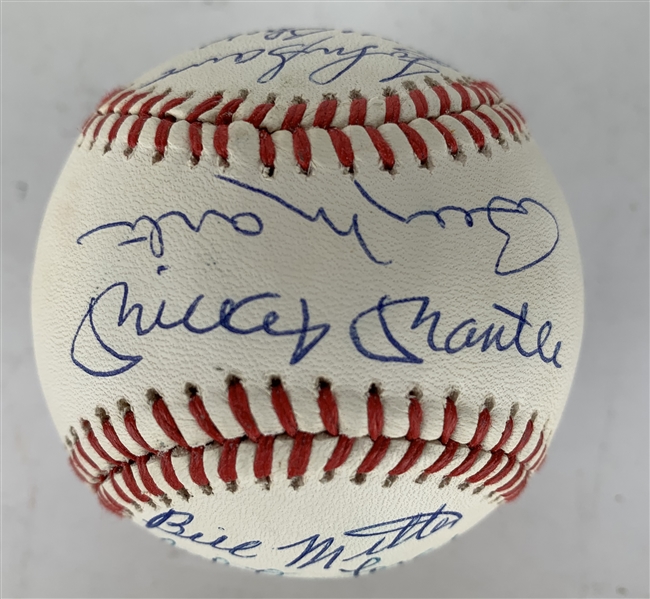 1953 New York Yankees Team Signed OAL Baseball w/ Mantle, Martin & Others (Beckett/BAS)