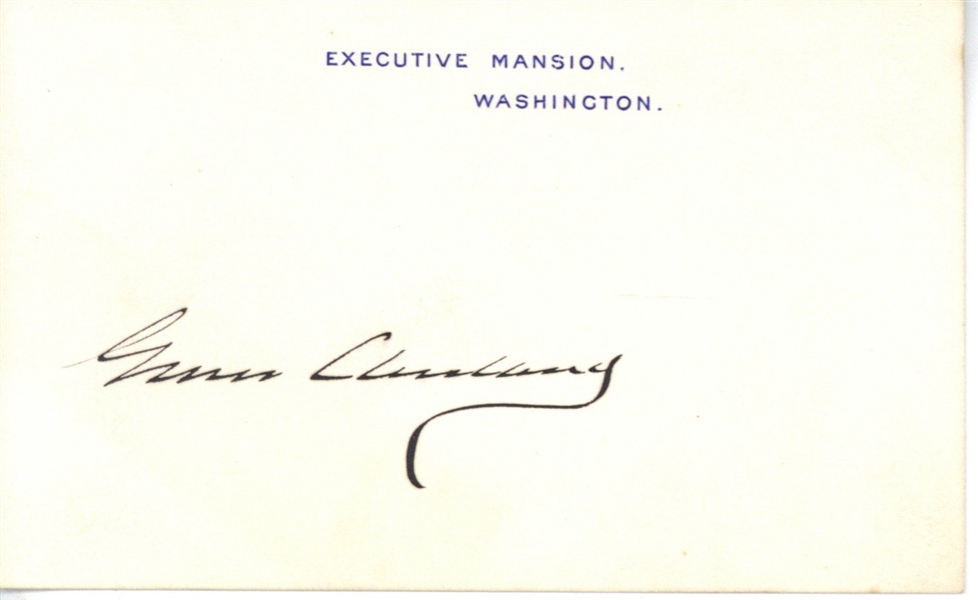 Grover Cleveland Near Mint Signed White House Card (Beckett/BAS)