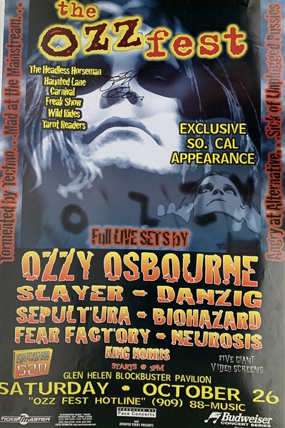 Ozzy Osbourne Signed 24" x 36" Rare Original Ozzfest 1996 Poster (Beckett/BAS Guaranteed)