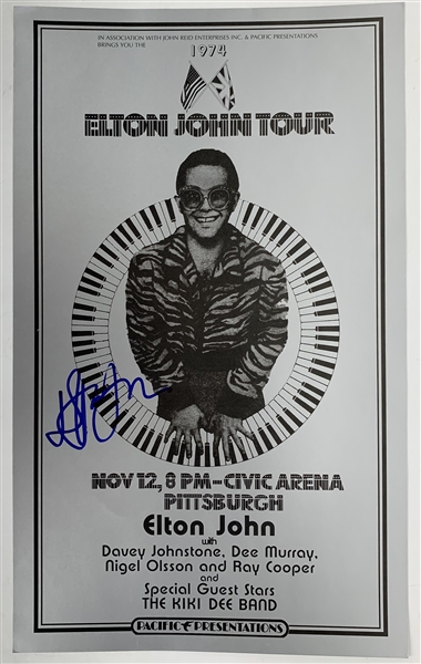 Elton John Signed Original 12" x 22" 1974 Concert Poster (First Printing)(Beckett/BAS Guaranteed)