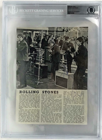 The Rolling Stones Vintage Signed 7" x 9" Magazine Photograph (Beckett/BAS Encapsulated)