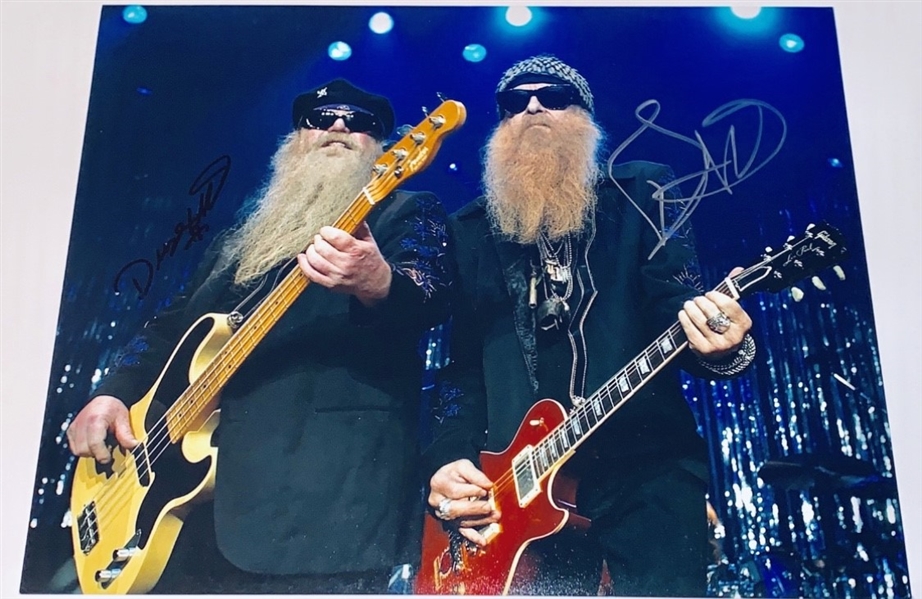 ZZ Top: Billy Gibbons & Dusty Hill Dual-Signed 11" x 14" On-Stage Photograph (ACOA)