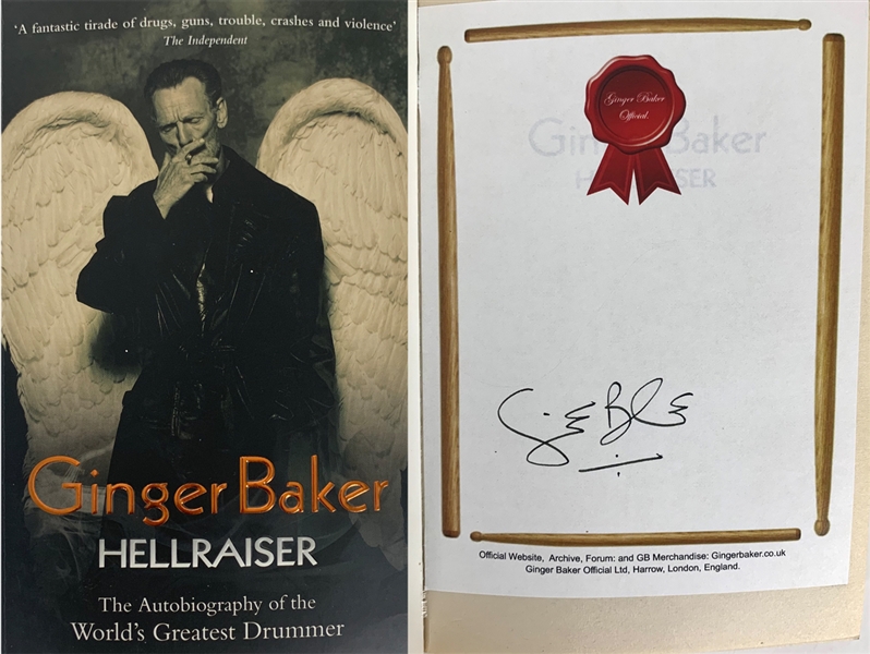 Cream: Ginger Baker Signed Softcover First Edition Book: "Hellraiser" (Beckett/BAS)
