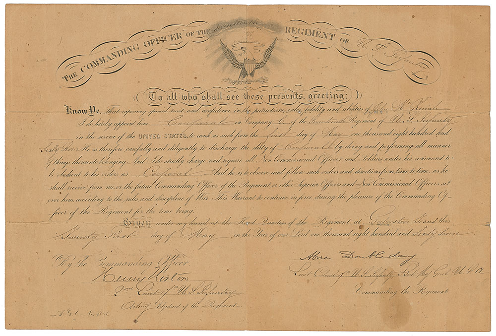 Lot Detail - General Abner Doubleday Rare Signed 1857 Military ...