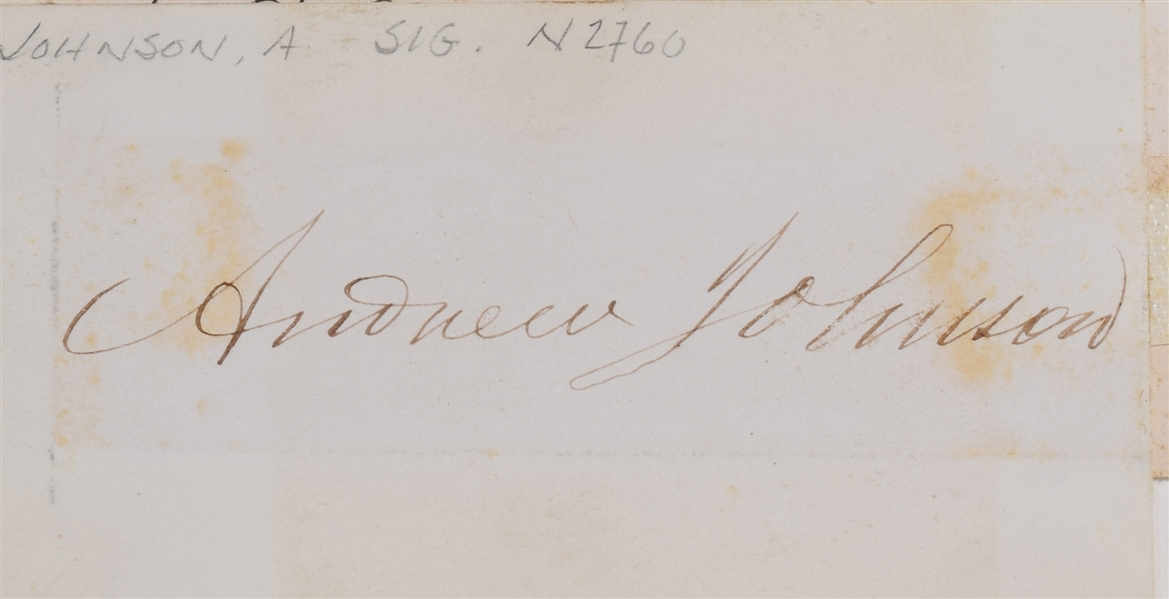 President Andrew Johnson Signed 2.5" x 4" Album Page (Beckett/BAS)