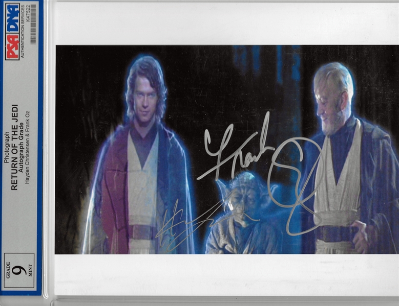 Return of the Jedi: Frank Oz & Hayden Christensen Signed 8" x 10" Color Photo (PSA/DNA Graded Mint 9)