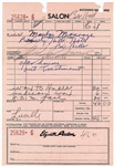 Marilyn Monroe Rare Signed Salon Waxing Treatment Receipt (Beckett/BAS)