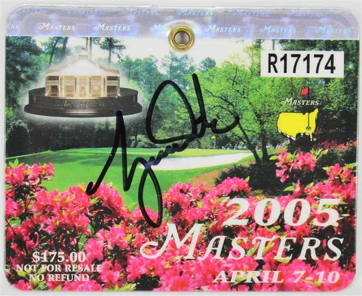 Tiger Woods Signed 2005 Masters Badge (Masters Win)(JSA)
