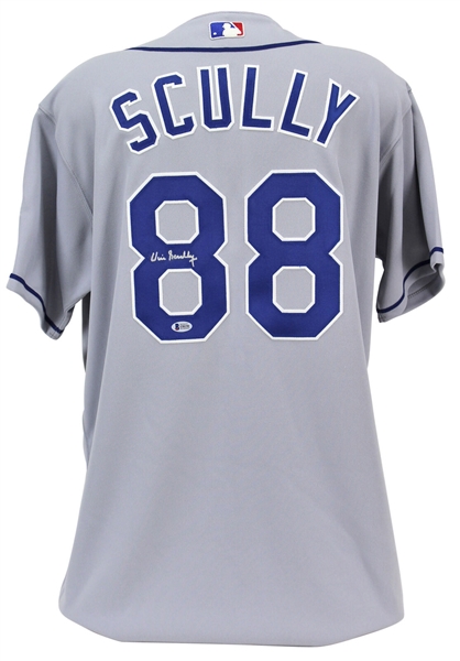 Vin Scully Signed Majestic Los Angeles Dodgers #88 Jersey (BAS/Beckett)