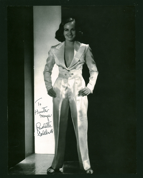 Paulette Goddard Rare Vintage Signed 9" x 12" Magazine Photograph (Beckett/BAS Guaranteed)