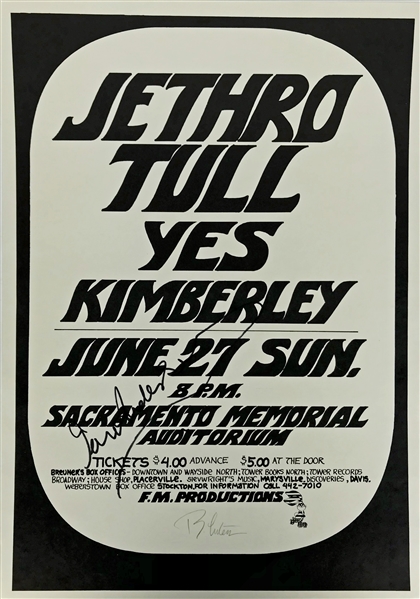 Jethro Tull & Yes: Ian Anderson Signed Original 1971 Concert Poster :: Also Signed by Artist Randy Tuten! (Beckett/BAS)