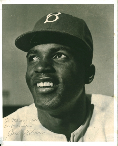 Jackie Robinson Vintage Signed Brooklyn Dodgers 8" x 10" Black & White Photograph (JSA)