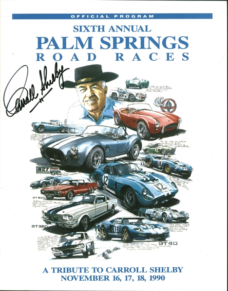 Carroll Shelby Signed 1990 Palm Springs Racing Program (Beckett/BAS Guaranteed)