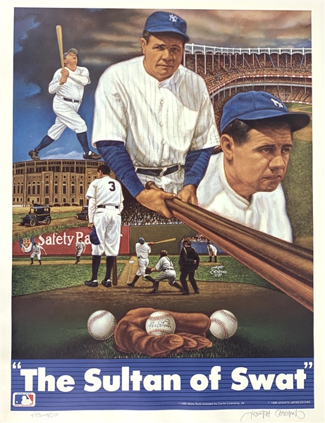 Babe Ruth: Sultan of Swat Limited Edition 20" x 26" Sports Impressions Lithograph Signed by The Artist