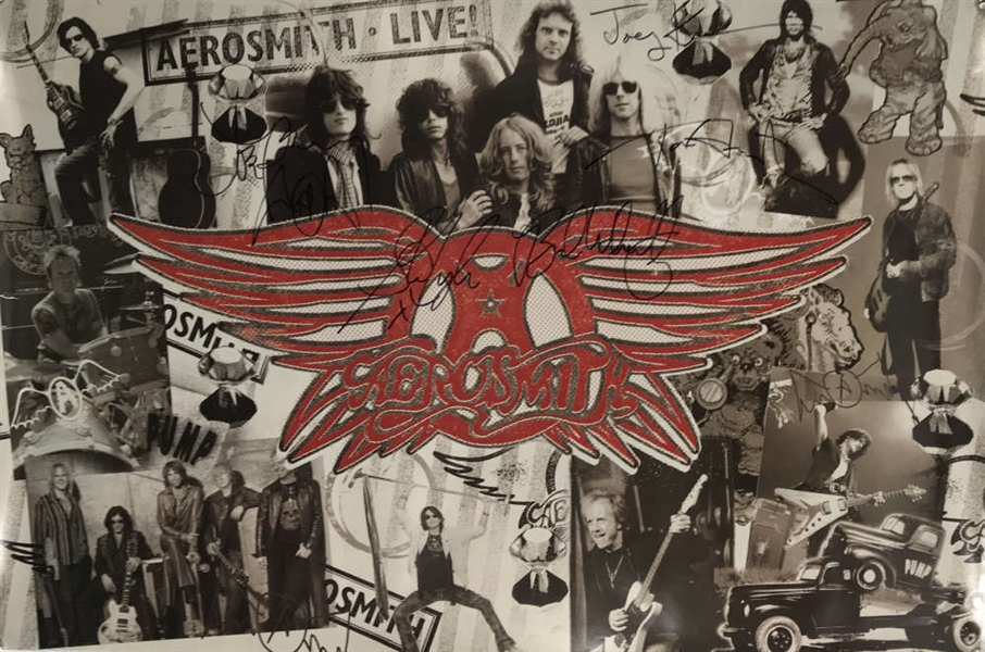 Aerosmith Group Signed 36" x 24" Poster w/ All Five Members! (Beckett/BAS)